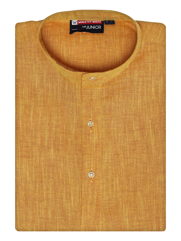 Boys Cotton Mustard Color Kurta by Minister White 
