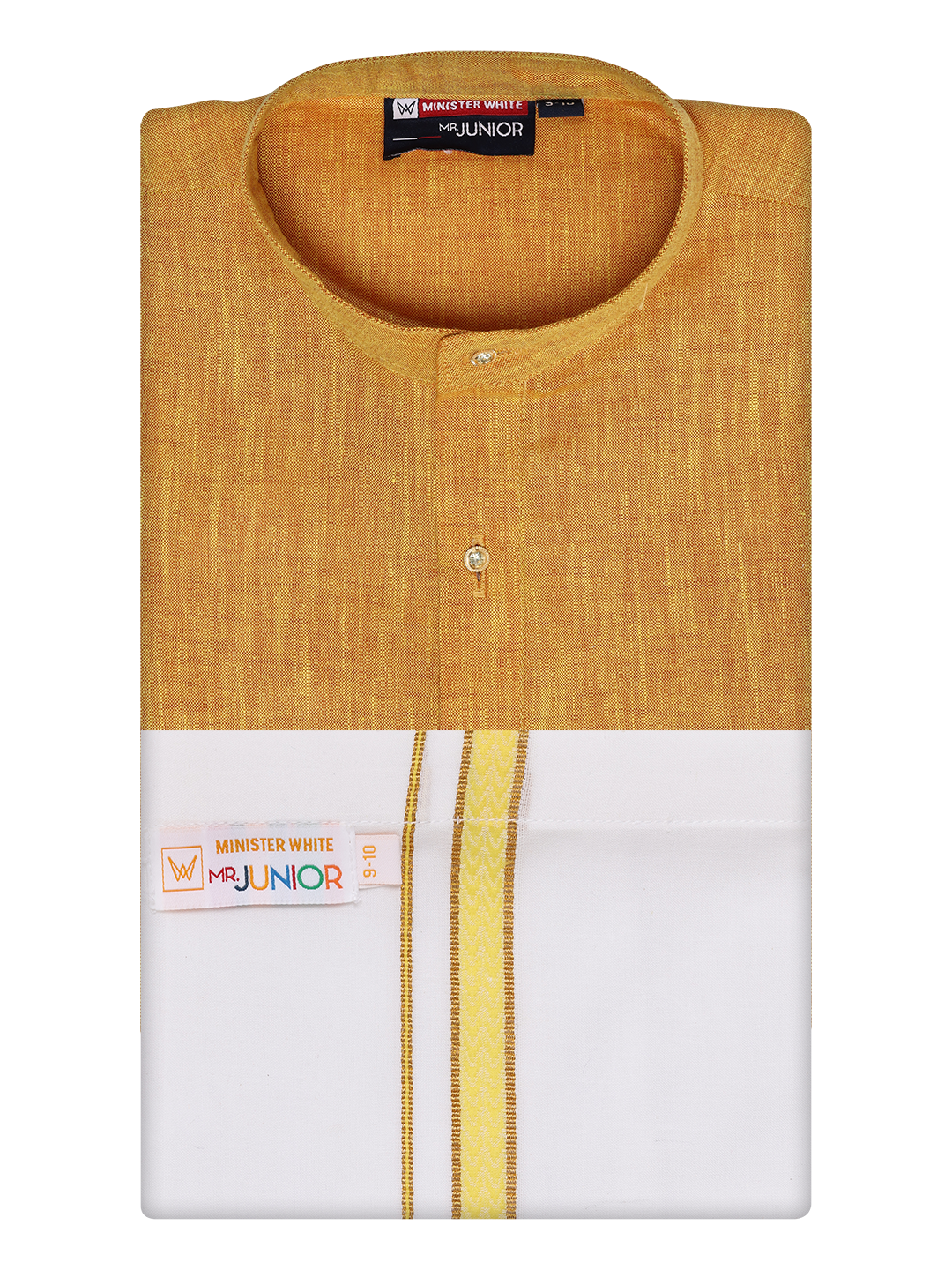 Boys Cotton Mustard Kurta with Matching Border Dhoti Combo Honest Boy