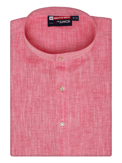 Boys Cotton Pink Color Kurta by Minister White