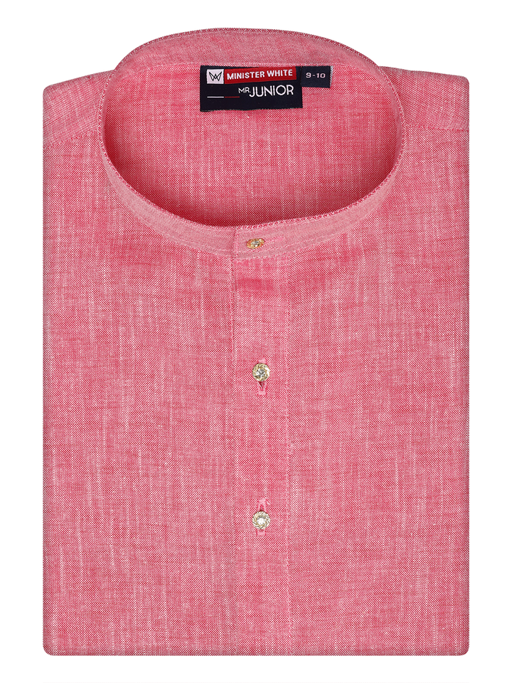 Boys Cotton Pink Color Kurta by Minister White