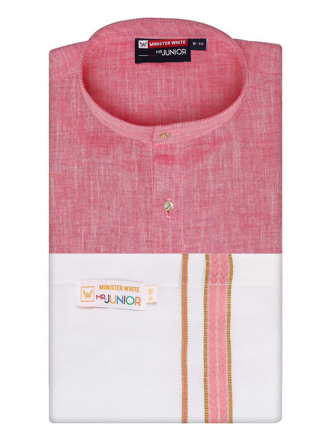 Boys Cotton Pink Kurta with Matching Border Dhoti Combo Honest Boy