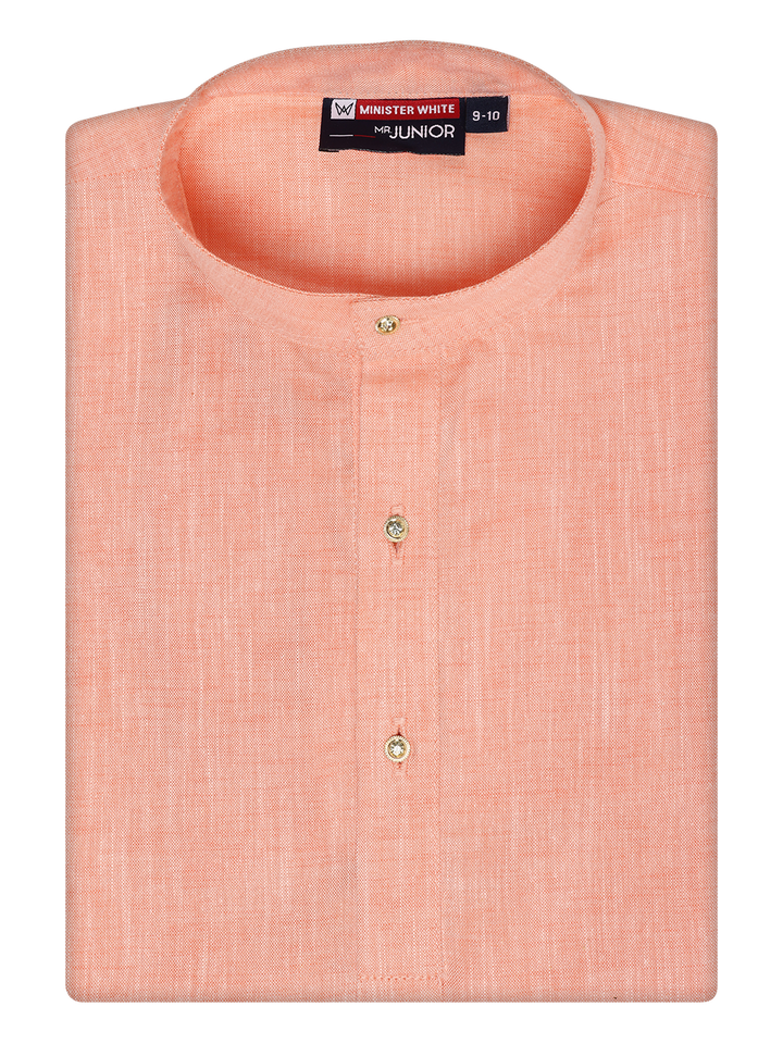 Boys Cotton Peach Kurta by Minister White