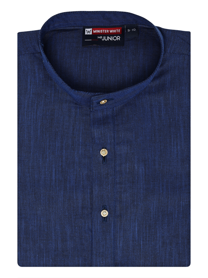 Boys Cotton Navy Color Kurta by Minister White