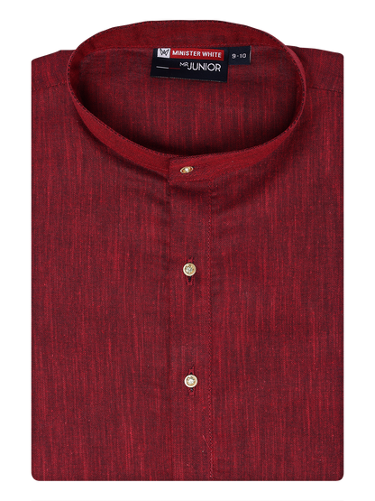 Boys Cotton Maroon Color Kurta by Minister White