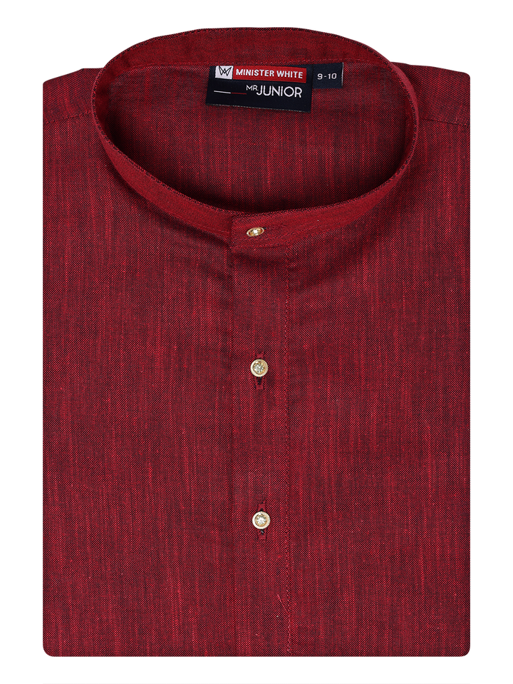 Boys Cotton Maroon Color Kurta by Minister White