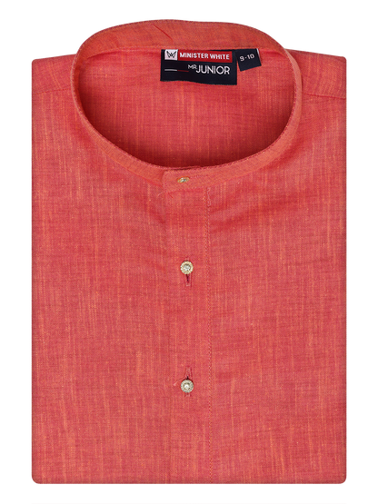 Boys Cotton Brick Color Kurta by Minister White