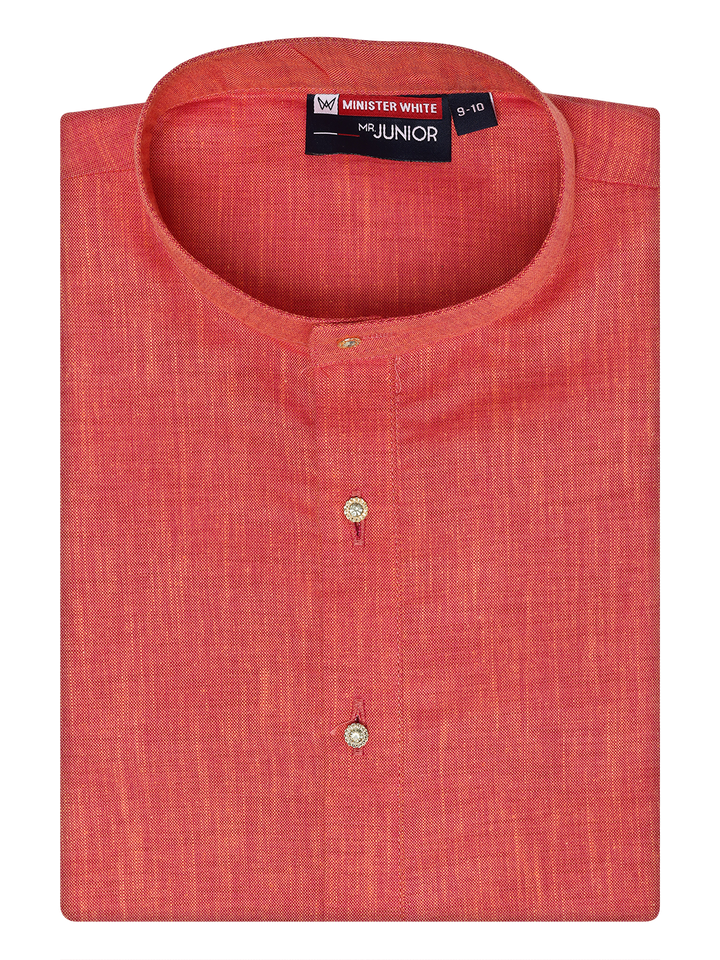 Boys Cotton Brick Color Kurta by Minister White