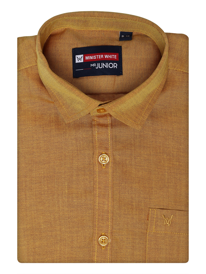 Boys Gold Half Sleeves Shirt by Minister White