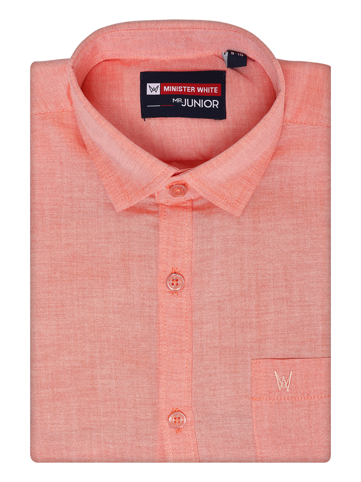 Boy Cotton Peach Color Shirt by Minister White