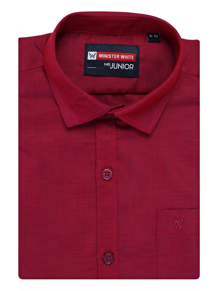 Boys Wine Half Sleeves Shirt by Minister White
