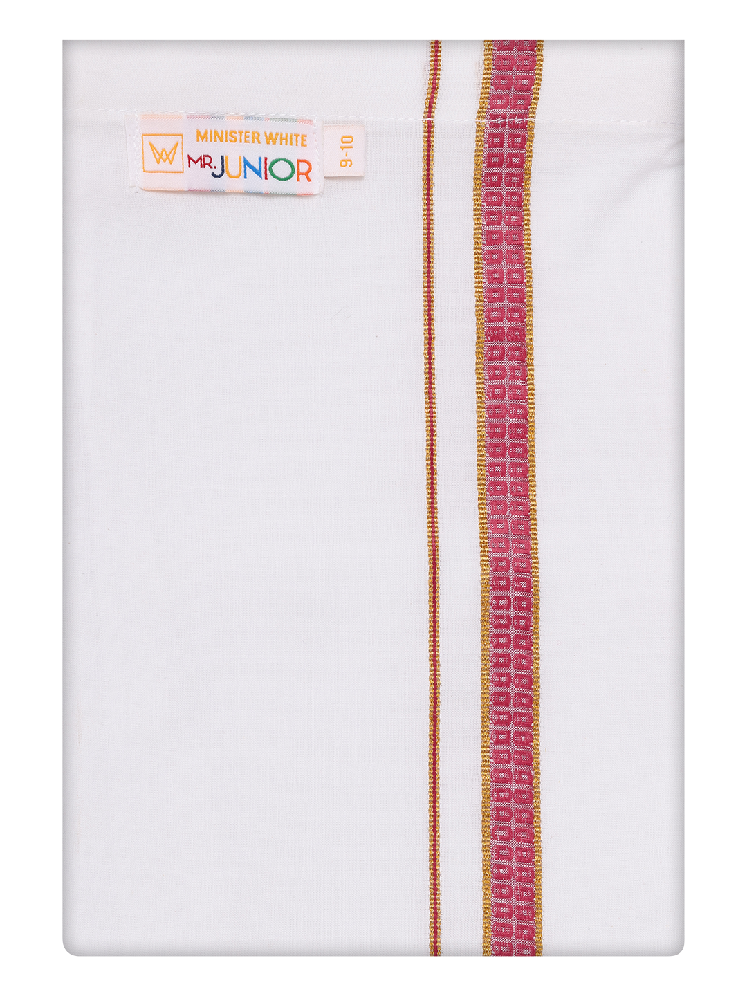 Boys White Dhoti with Wine Color Border by Minister White