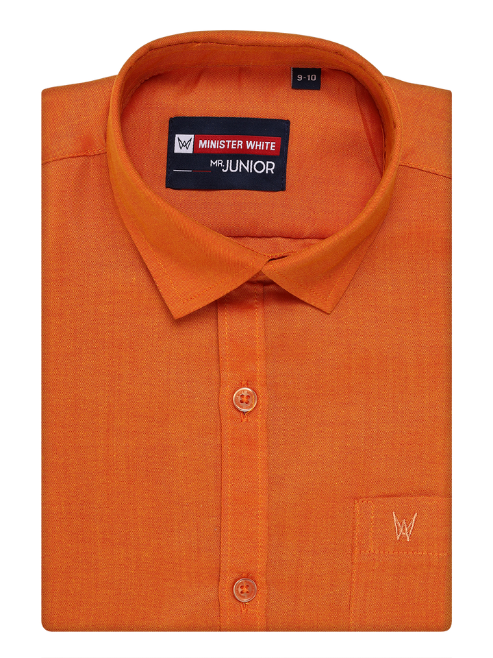 Boy Cotton Orange Color Shirt by Minister White