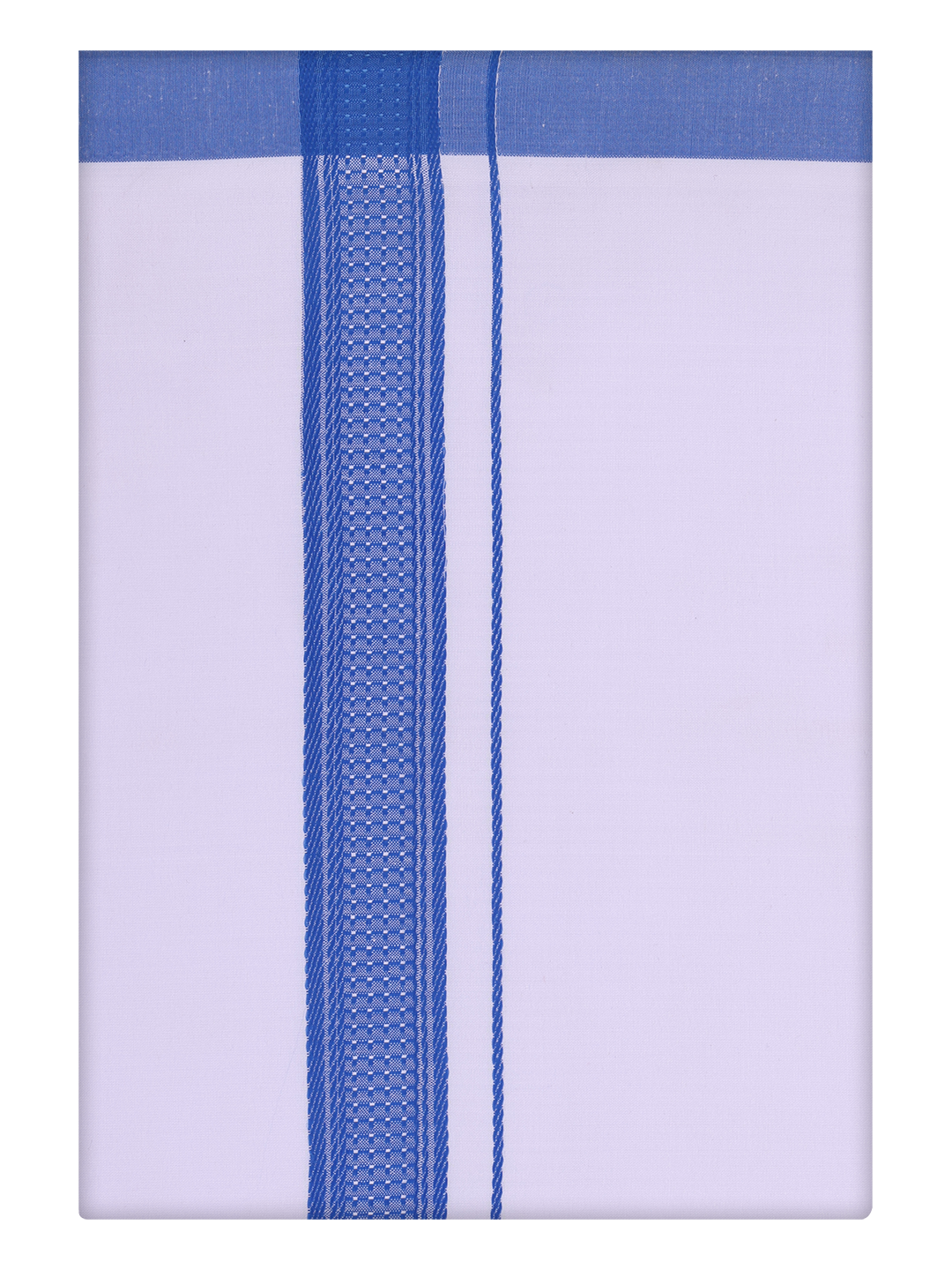 Mens White Single Layer Dhoti with Sky Blue Border Dhoti by Minister White
