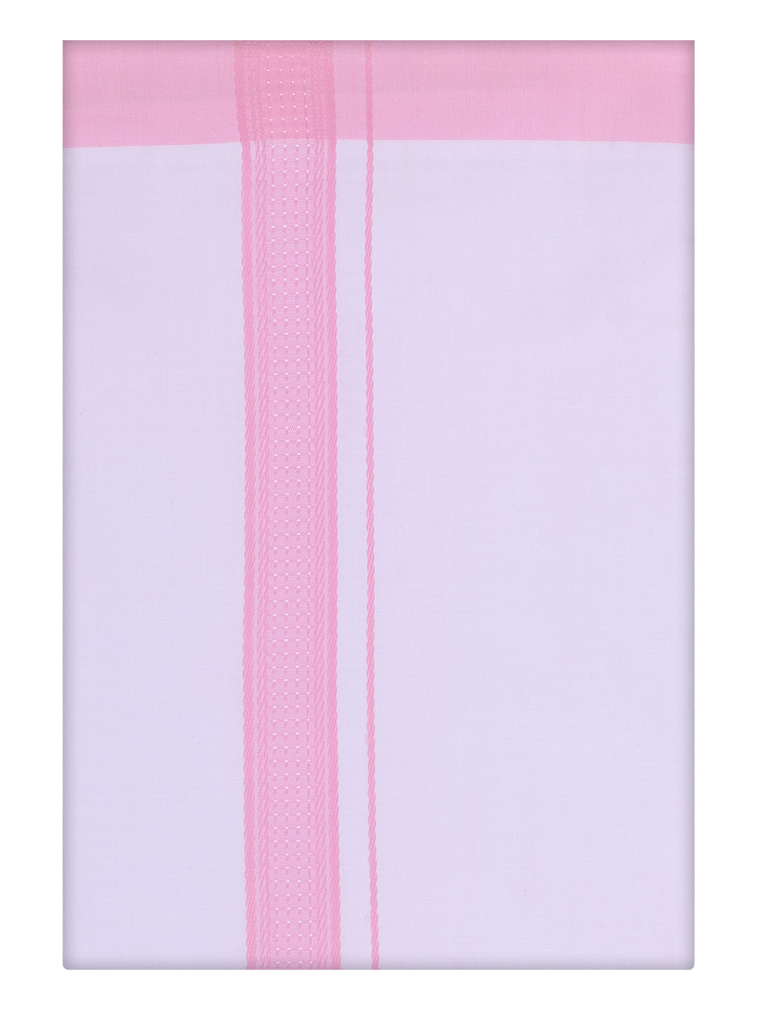 Mens White Single Layer Dhoti with Light Pink Border Dhoti by Minister White