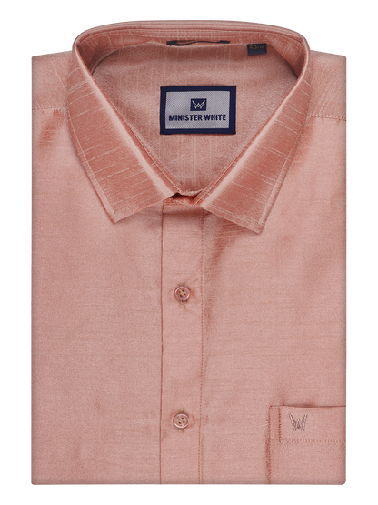 Mens Light Brown Dupion Satin Color Shirt by Minister White