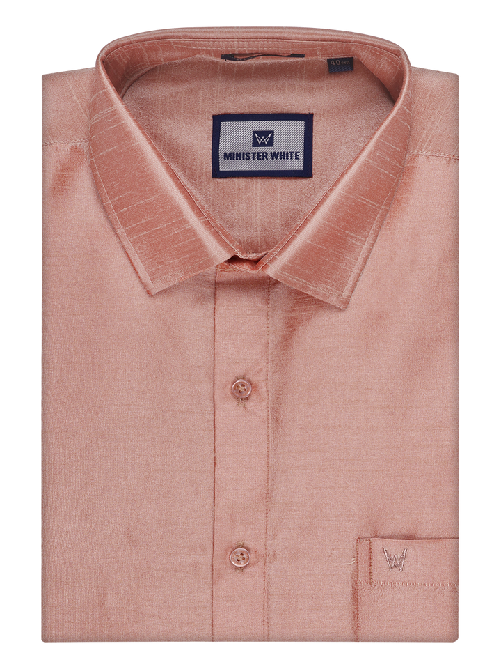 Mens Light Brown Dupion Satin Color Shirt by Minister White