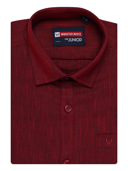 Boys Cotton Maroon Colour Half Sleeves Shirt Friendly Boy by Minister White
