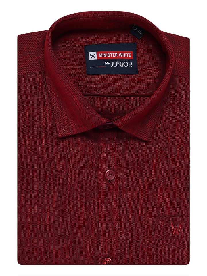 Boys Cotton Maroon Colour Half Sleeves Shirt Friendly Boy by Minister White