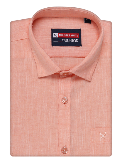 Boys Cotton Light orange Colour Half Sleeves Shirt Friendly Boy by Minister White