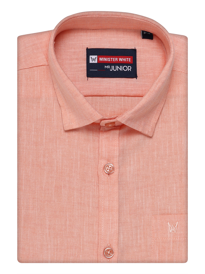 Boys Cotton Light orange Colour Half Sleeves Shirt Friendly Boy by Minister White