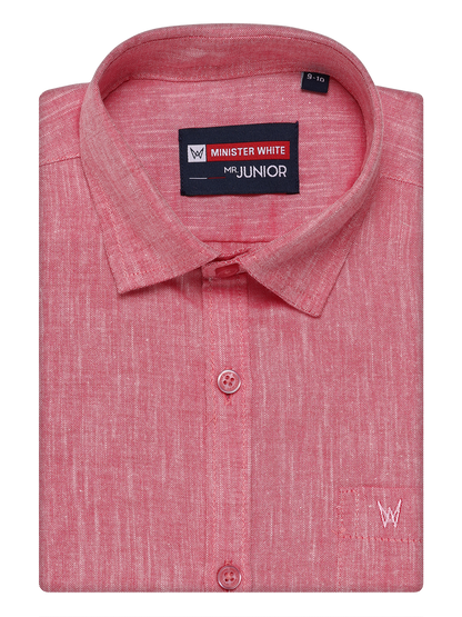 Boys Cotton Pink Colour Half Sleeves Shirt Friendly Boy by Minister White
