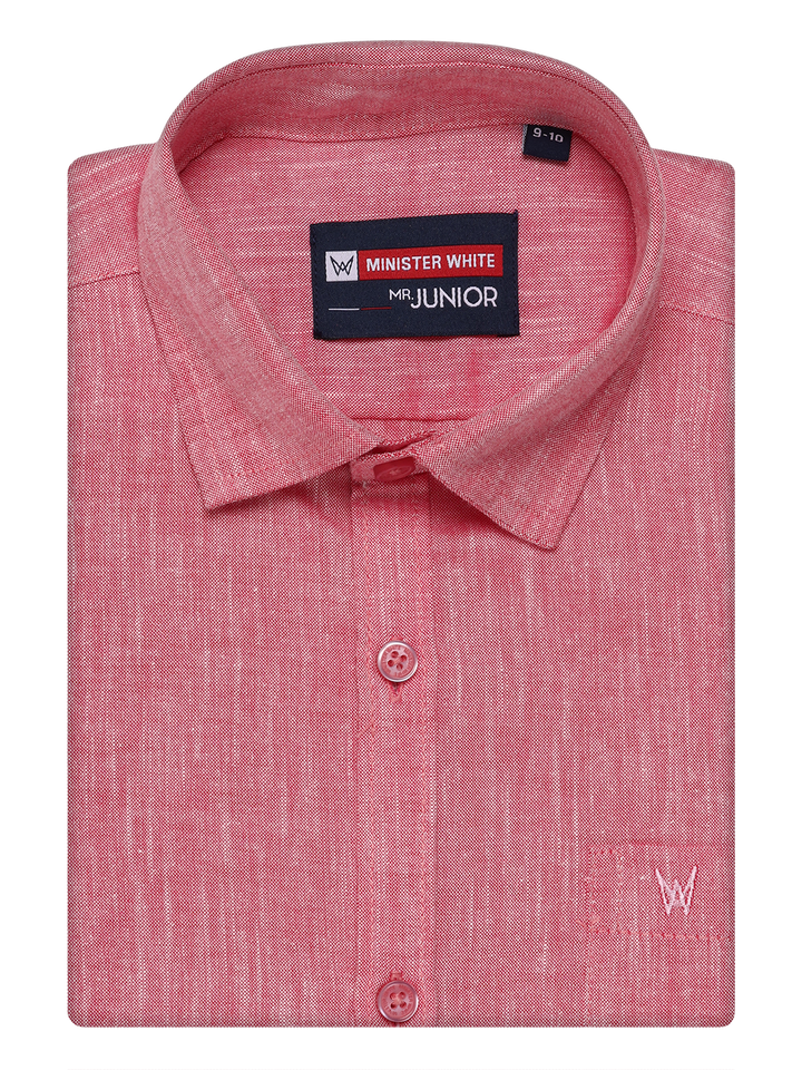 Boys Cotton Pink Colour Half Sleeves Shirt Friendly Boy by Minister White