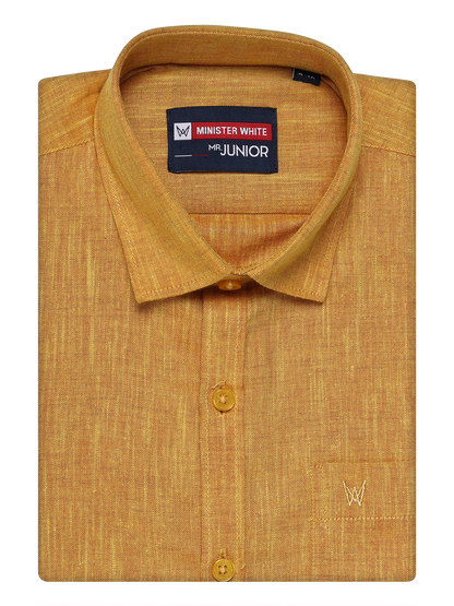 Boys Cotton Mustard Colour Half Sleeves Shirt Friendly Boy by Minister White
