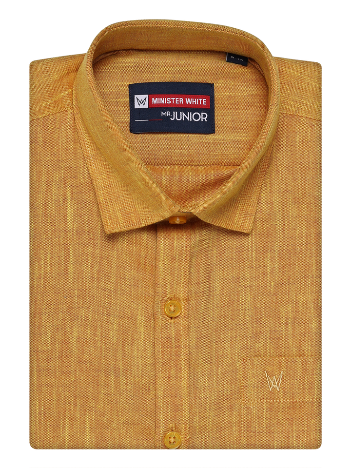 Boys Cotton Mustard Colour Half Sleeves Shirt Friendly Boy by Minister White
