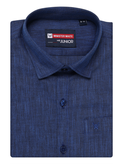 Boys Cotton Inic Blue Colour Half Sleeves Shirt Friendly Boy by Minister White