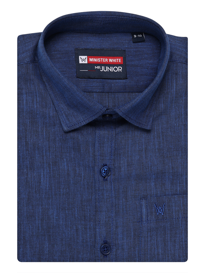 Boys Cotton Inic Blue Colour Half Sleeves Shirt Friendly Boy by Minister White