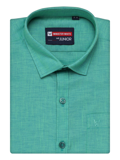 Boys Cotton Sky Blue Colour Half Sleeves Shirt Friendly Boy by Minister White