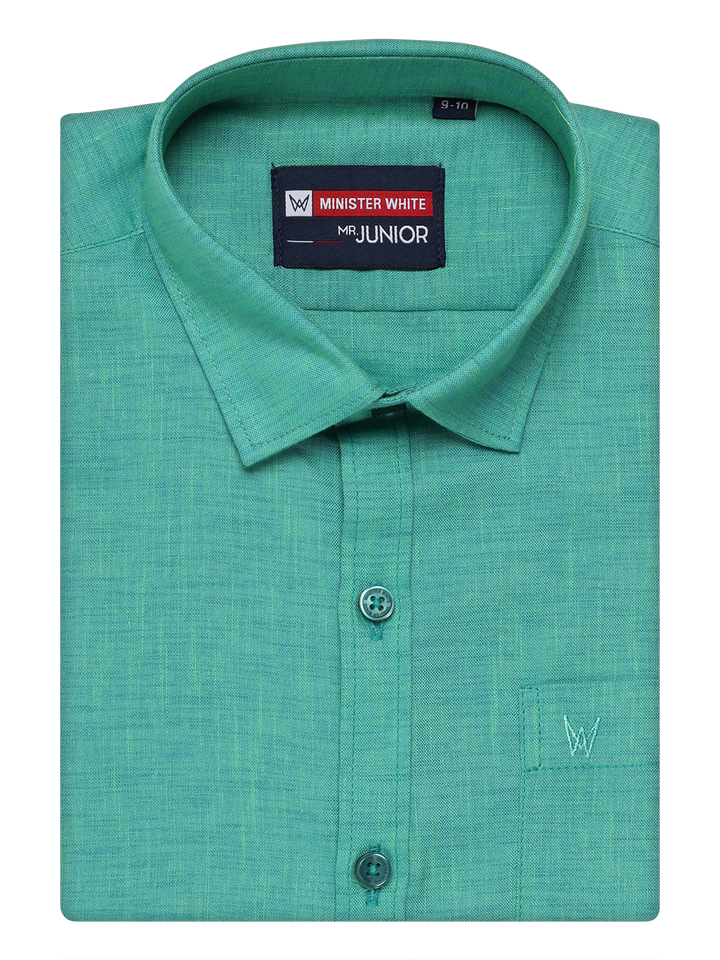 Boys Cotton Sky Blue Colour Half Sleeves Shirt Friendly Boy by Minister White