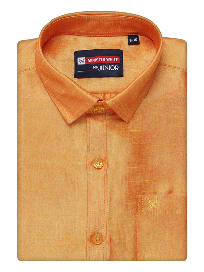 Boys Orange Colour Half Sleeves Shirt Intense Boy by Minister White