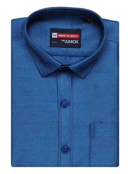 Boys Blue Colour Half Sleeves Shirt Intense Boy by Minister White
