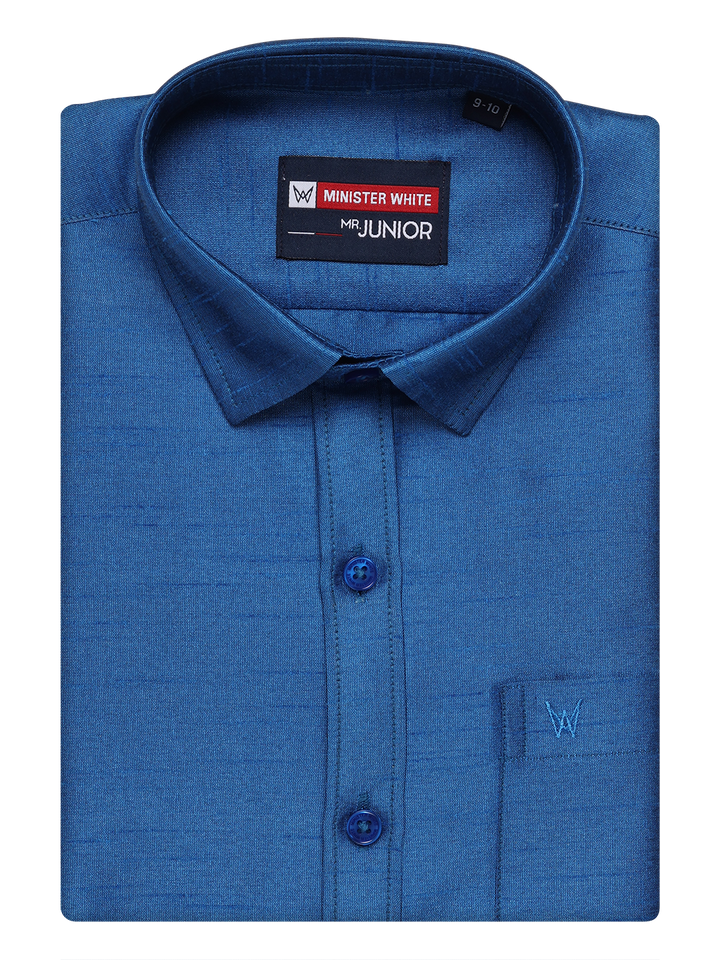 Boys Blue Colour Half Sleeves Shirt Intense Boy by Minister White