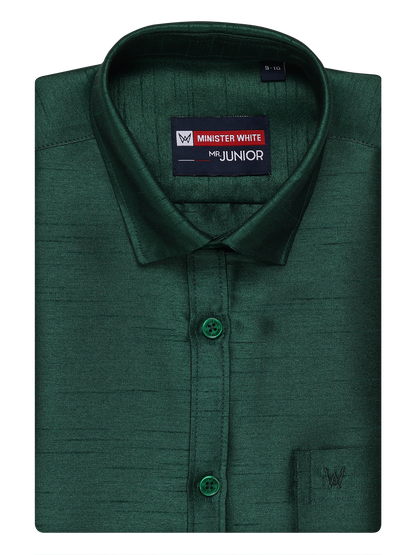 Boys Dark Green Colour Half Sleeves Shirt Intense Boy by Minister White