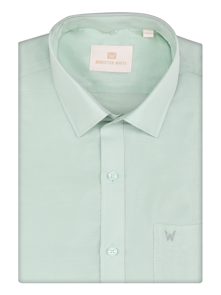 Mens Art Silk Pista Full Sleeves Shirt by Minister White
