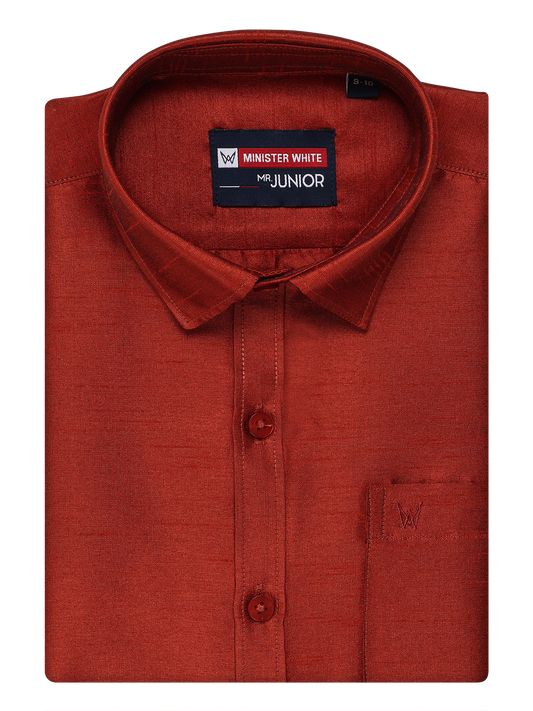 Boys Brown Colour Half Sleeves Shirt Intense Boy by Minister White