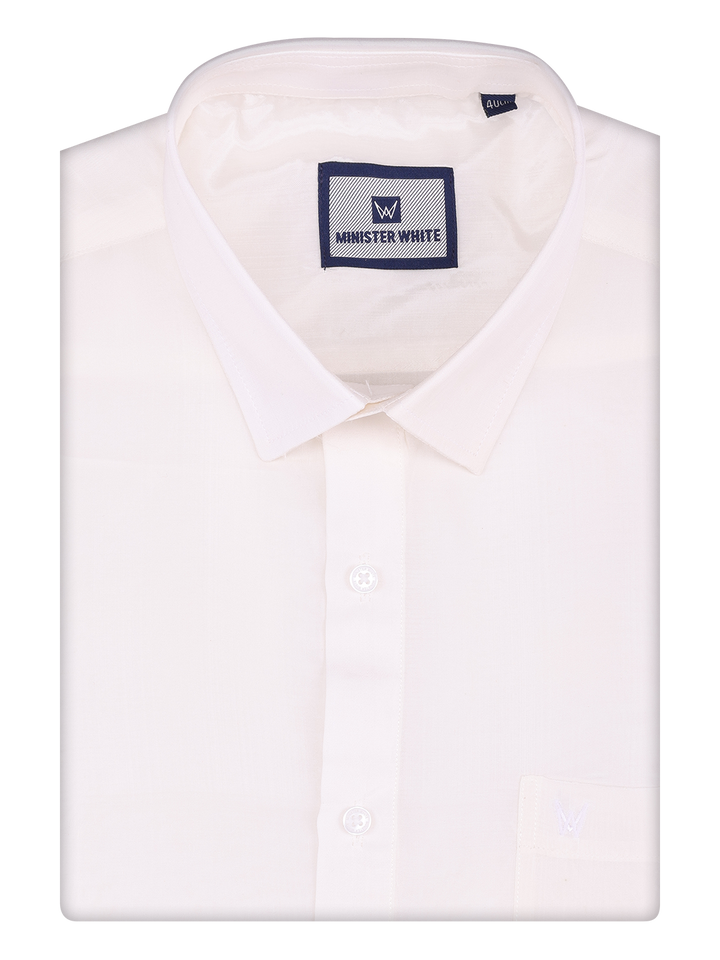 Men's Art Silk Half White Full Sleeves Shirt Finesse