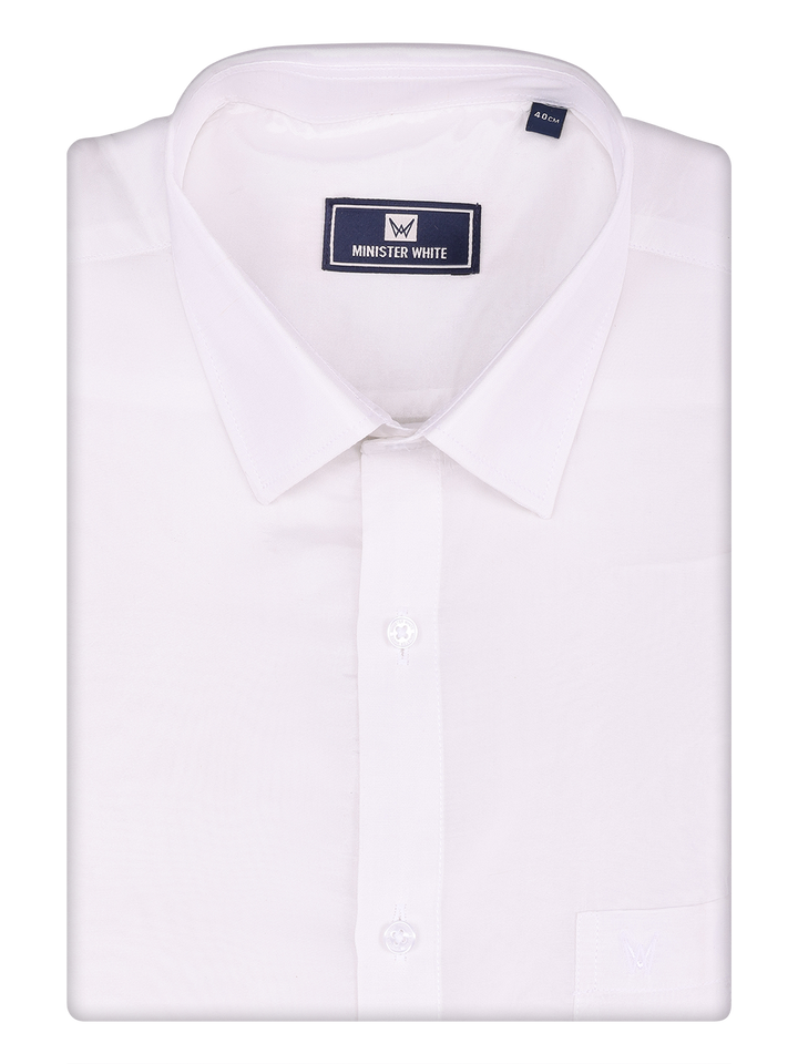 Men's Art Silk Half White Full Sleeves Shirt Finesse 