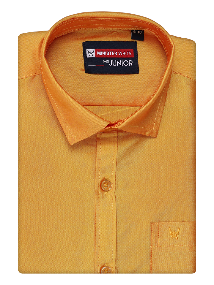 Boys Dupion Satin Yellow Colour Half Sleeves Shirt Happy Boy by Minister White
