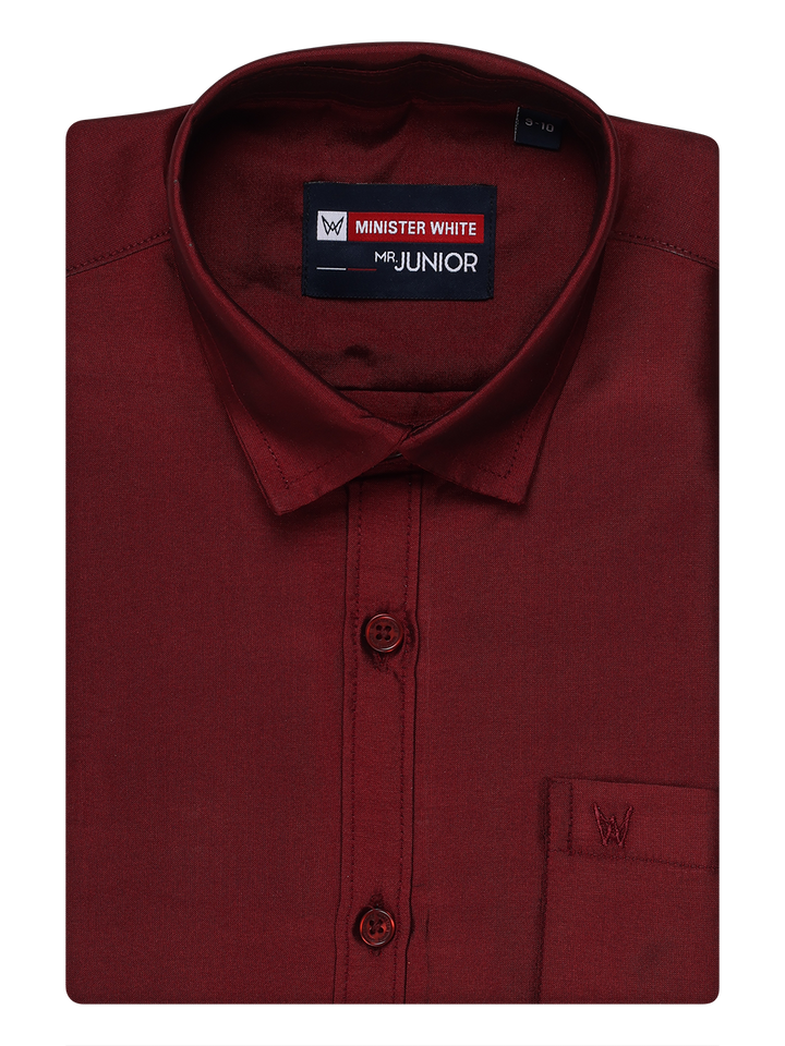 Boys Dupion Satin Maroon Colour Half Sleeves Shirt Happy Boy by Minister White