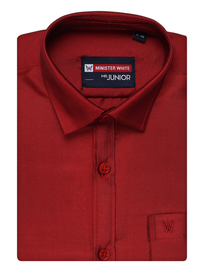 Boys Dupion Satin Rust Colour Half Sleeves Shirt Happy Boy by Minister White