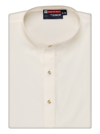 Boys Cotton Cream Full Sleeves Kurta Hilarious Boy by Minister White
