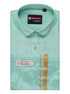 Boys Mint Leaf Green Matching Art Silk Shirt and Flexi Dhoti Combo Poppins