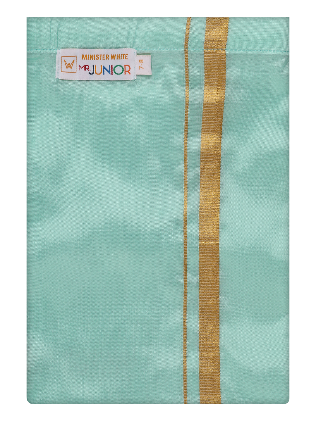 Boys Art Silk Leaf Green Color Dhoti by Minister White
