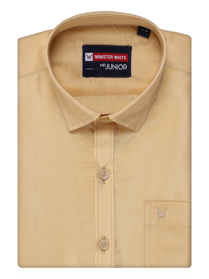 Boys Art Silk Medium Gold Color Shirt by Minister White