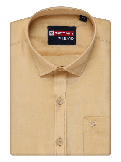 Boys Art Silk Medium Gold Color Shirt by Minister White