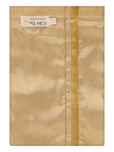 Boys Art Silk Medium Gold Color Dhoti by Minister White