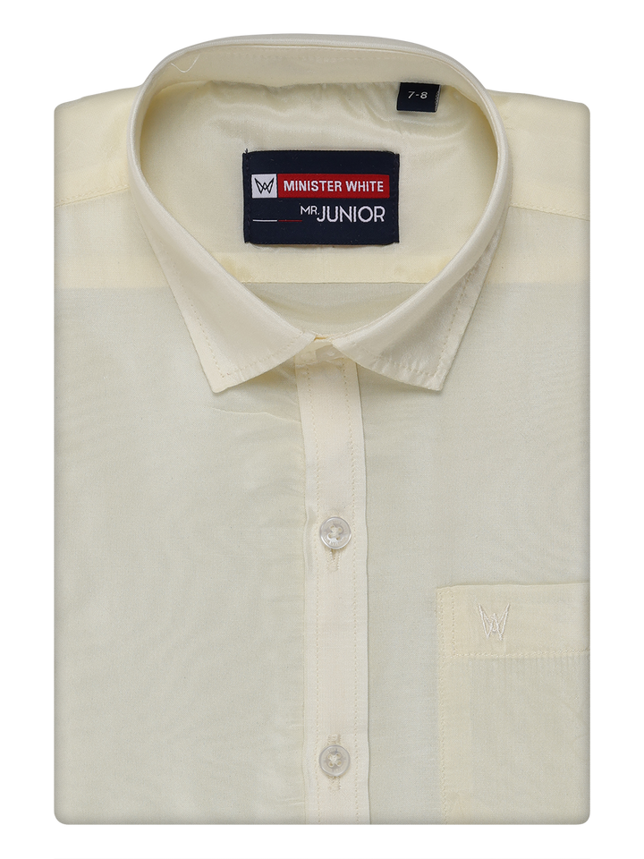 Boys Art Silk Cream Color Shirt by Minister White